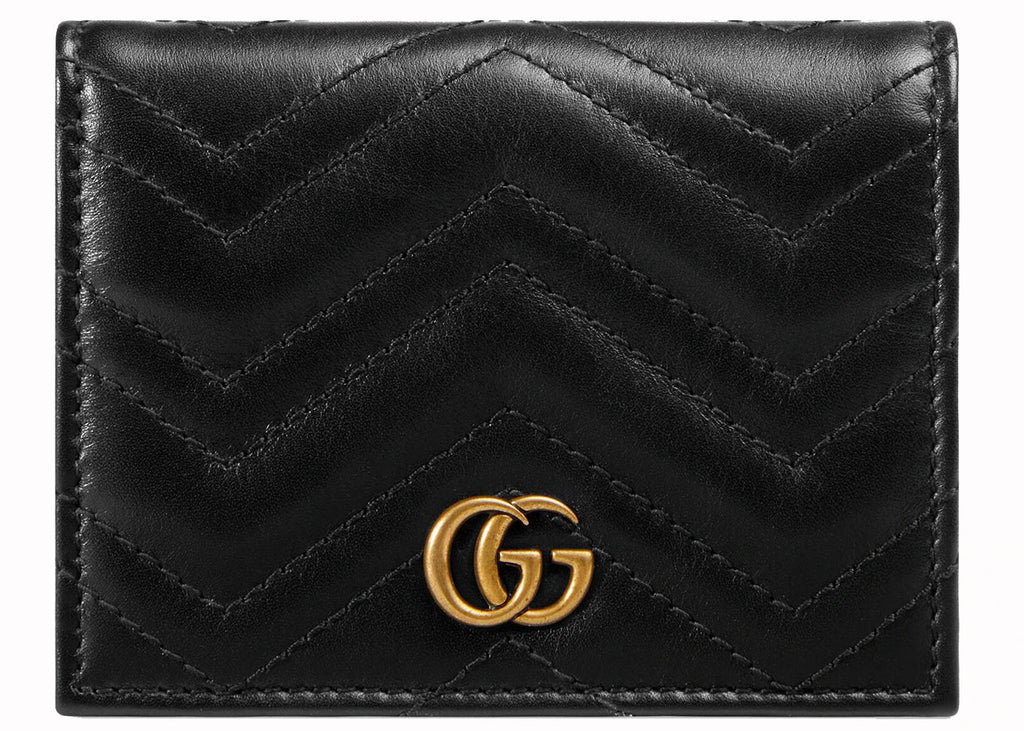 Gucci Gg Marmont Card Case Wallet Matelasse Black
