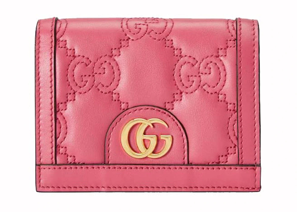 Gucci Gg Matelasse Card Case Wallet Pink