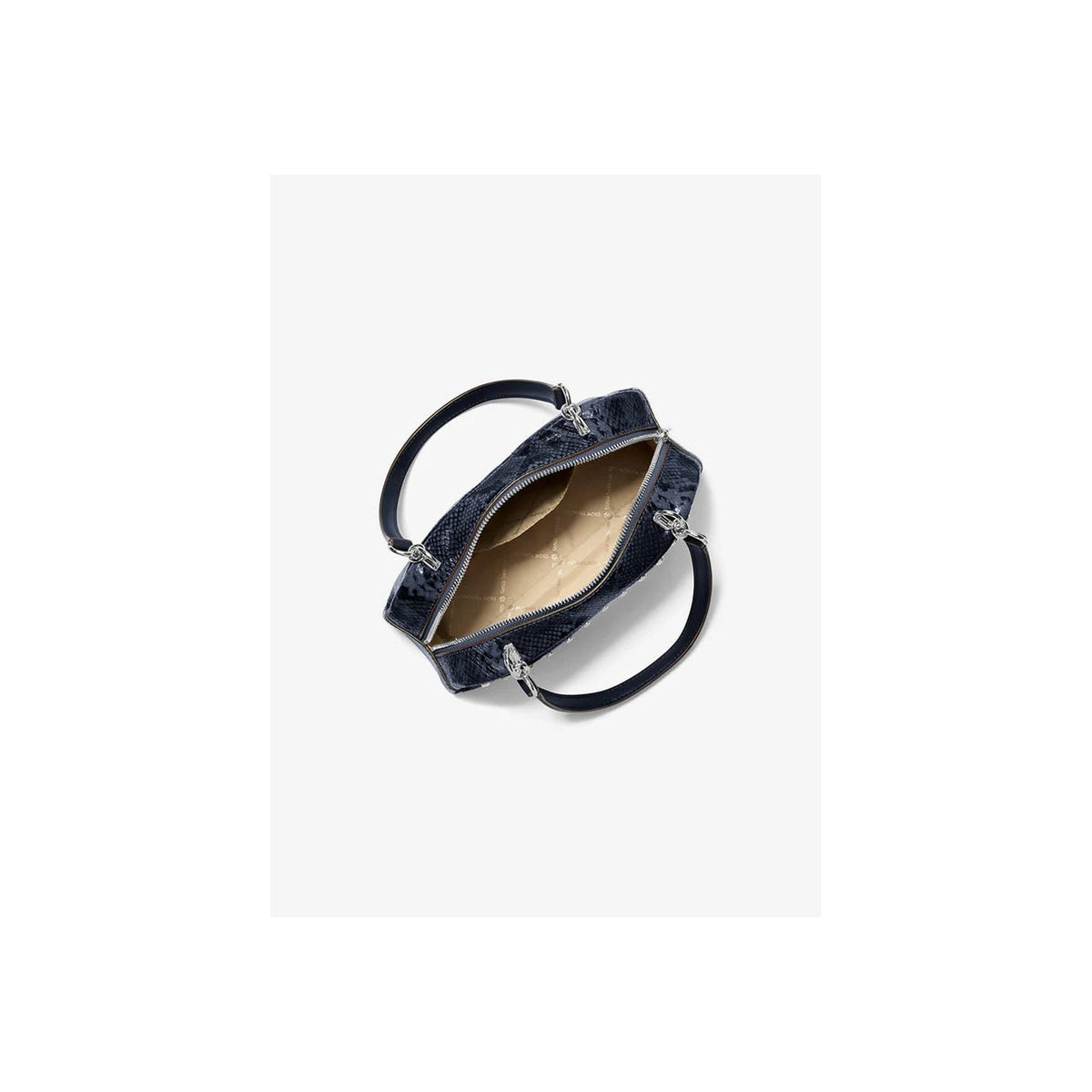 Michael Kors Cecily Small Studded Snake Embossed Shoulder Bag Navy