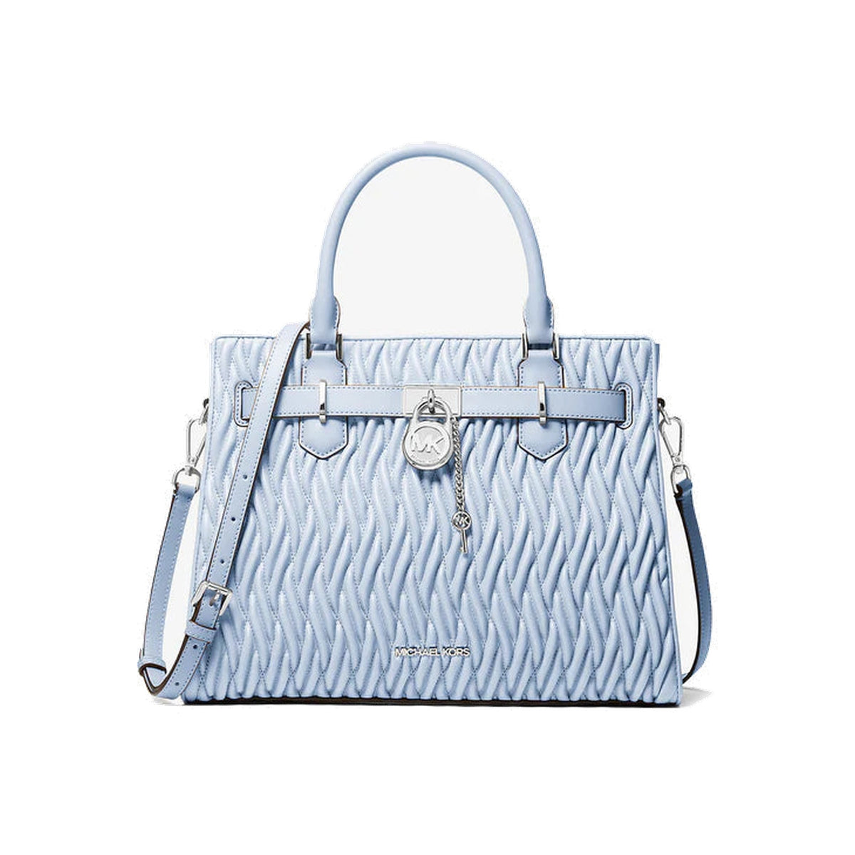 Michael Kors Hamilton Medium Matelasse Satchel Pale Ocean