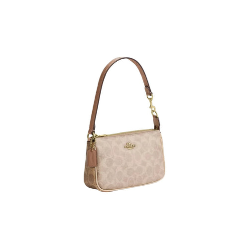 Coach Nolita 19 In Blocked Signature Canvas in Gold Sand Tan