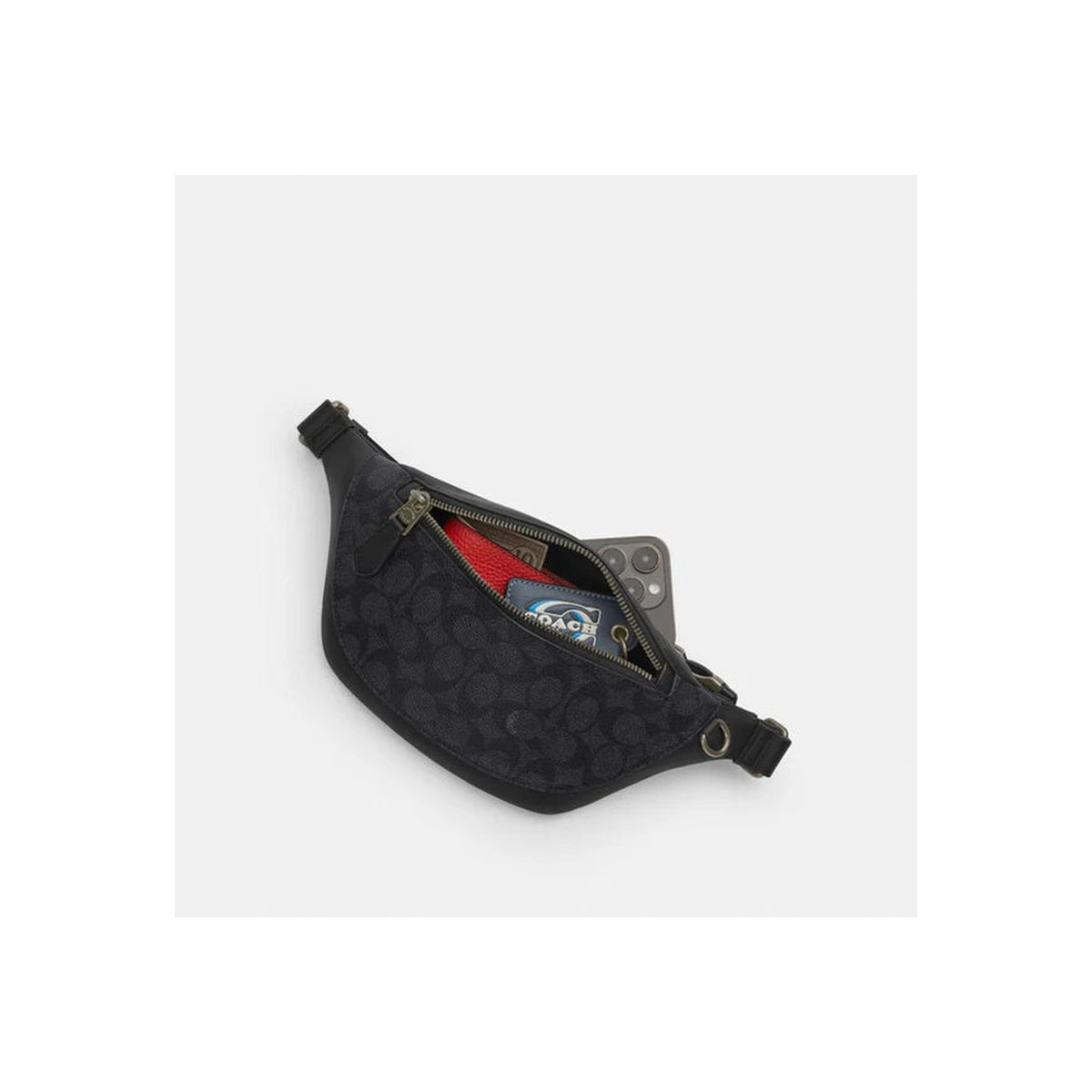 Coach Warren Mini Belt Bag In Signature Canvas Gunmetal Charcoal Black