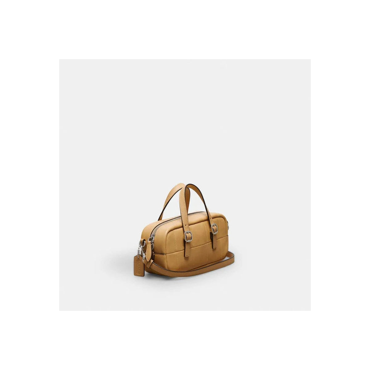 Coach Alter/Ego Mini Satchel Bag In Checkerboard Upcrafted Leather With Crossbody Strap Tan