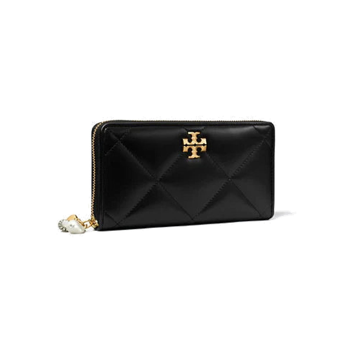 Tory Burch Kira Diamond Quilt Charm Continental Wallet Black