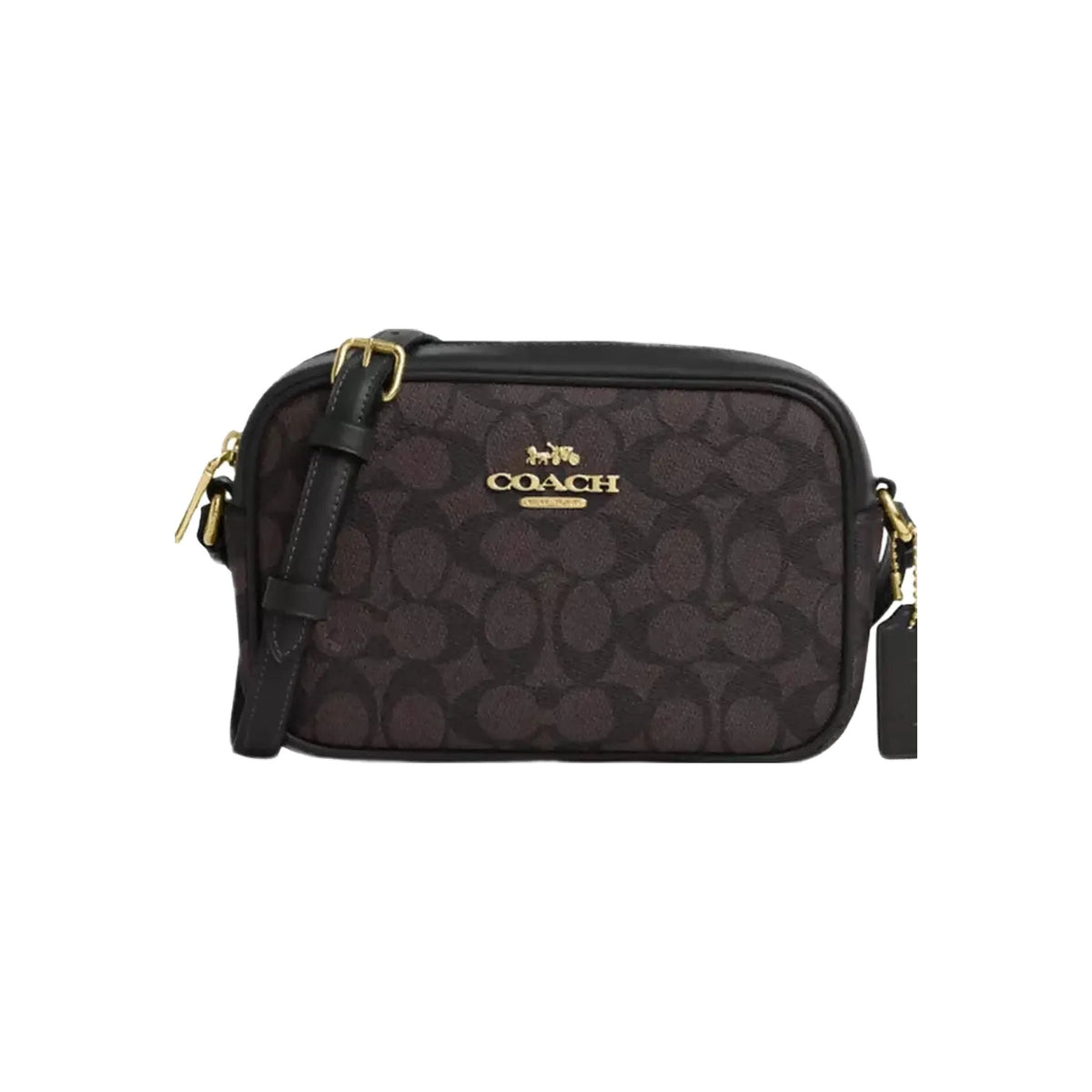 Coach Mini Jamie Camera Bag In Signature Canvas in Gold Walnut Black