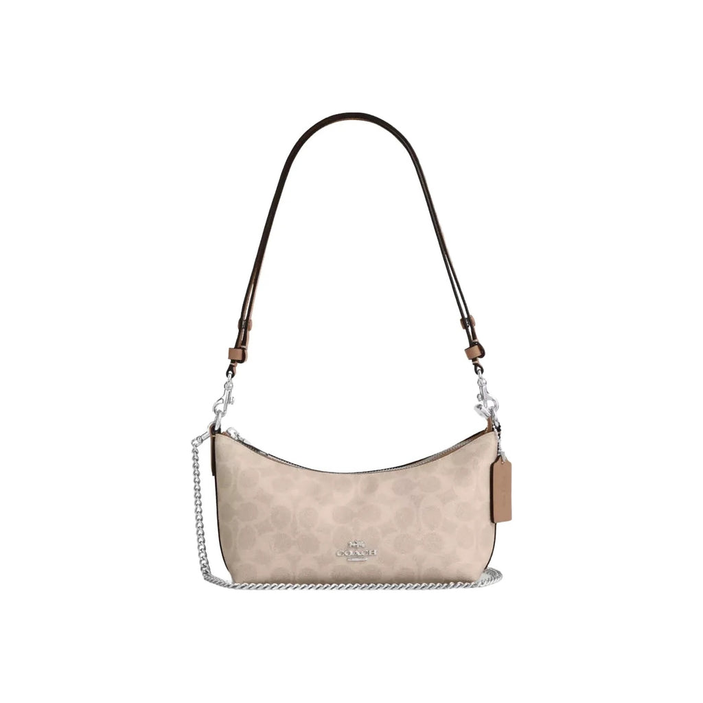 Coach Caitlin Shoulder Bag In Signature Canvas in Silver Sand Taupe