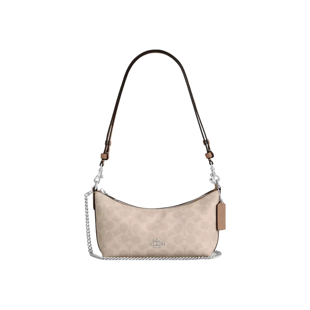 Coach Caitlin Shoulder Bag In Signature Canvas in Silver Sand Taupe