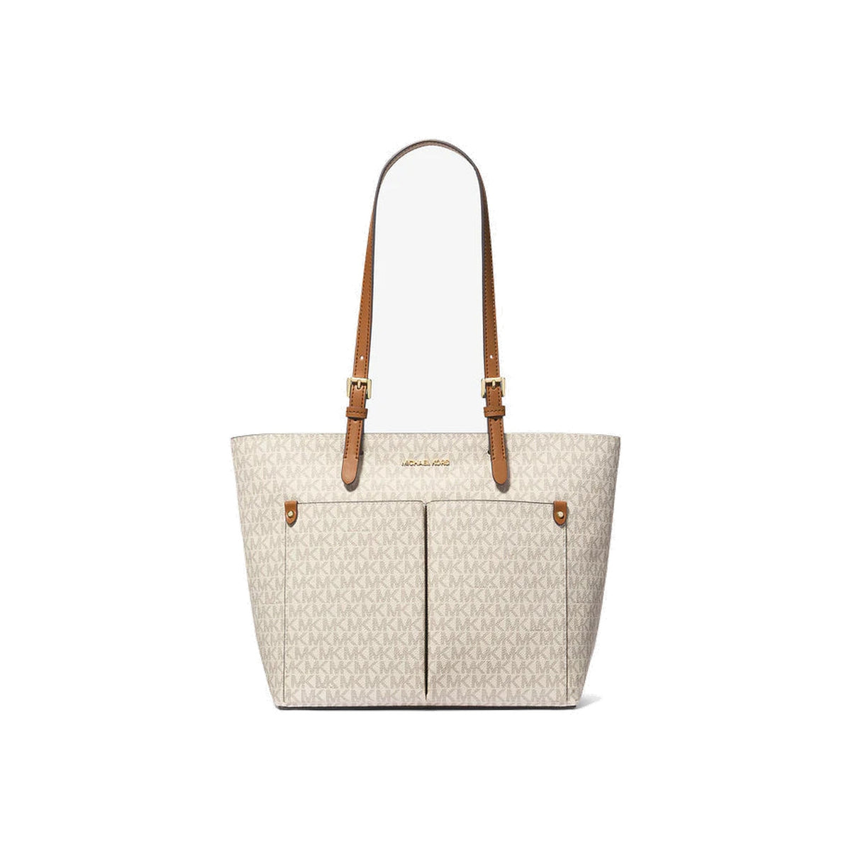 Michael Kors Jet Set Medium Logo Pocket Tote Bag Vanilla