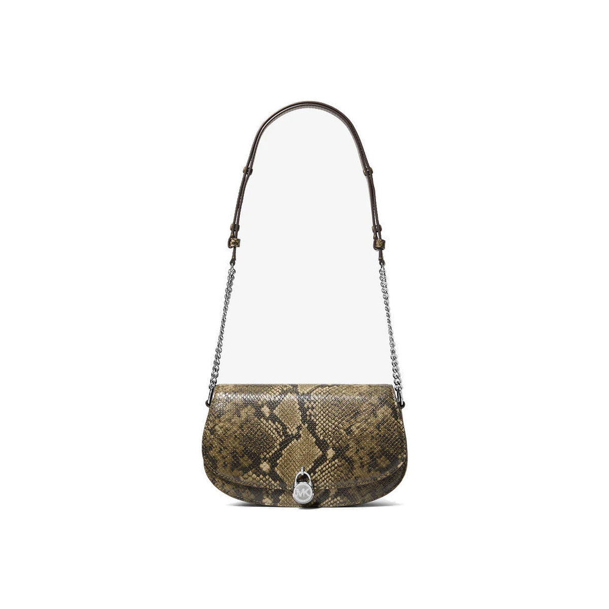 Michael Kors Mila Medium Snake Embossed Messenger Bag Olive