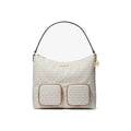 Michael Kors Merritt Large Signature Logo Cargo Shoulder Bag Vanilla