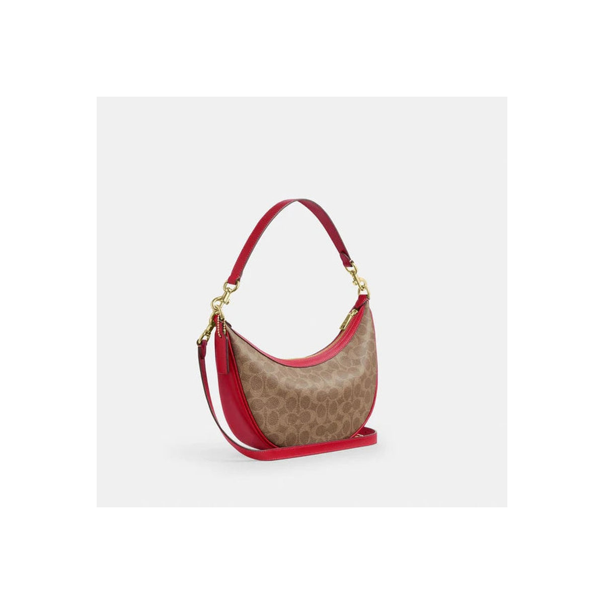 Coach Aria Shoulder Bag In Signature Canvas Gold Tan Carnation