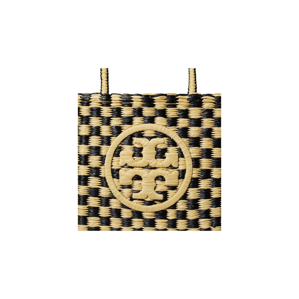Tory Burch Small Ella Hand-Crocheted Checkered Tote Black / Natural