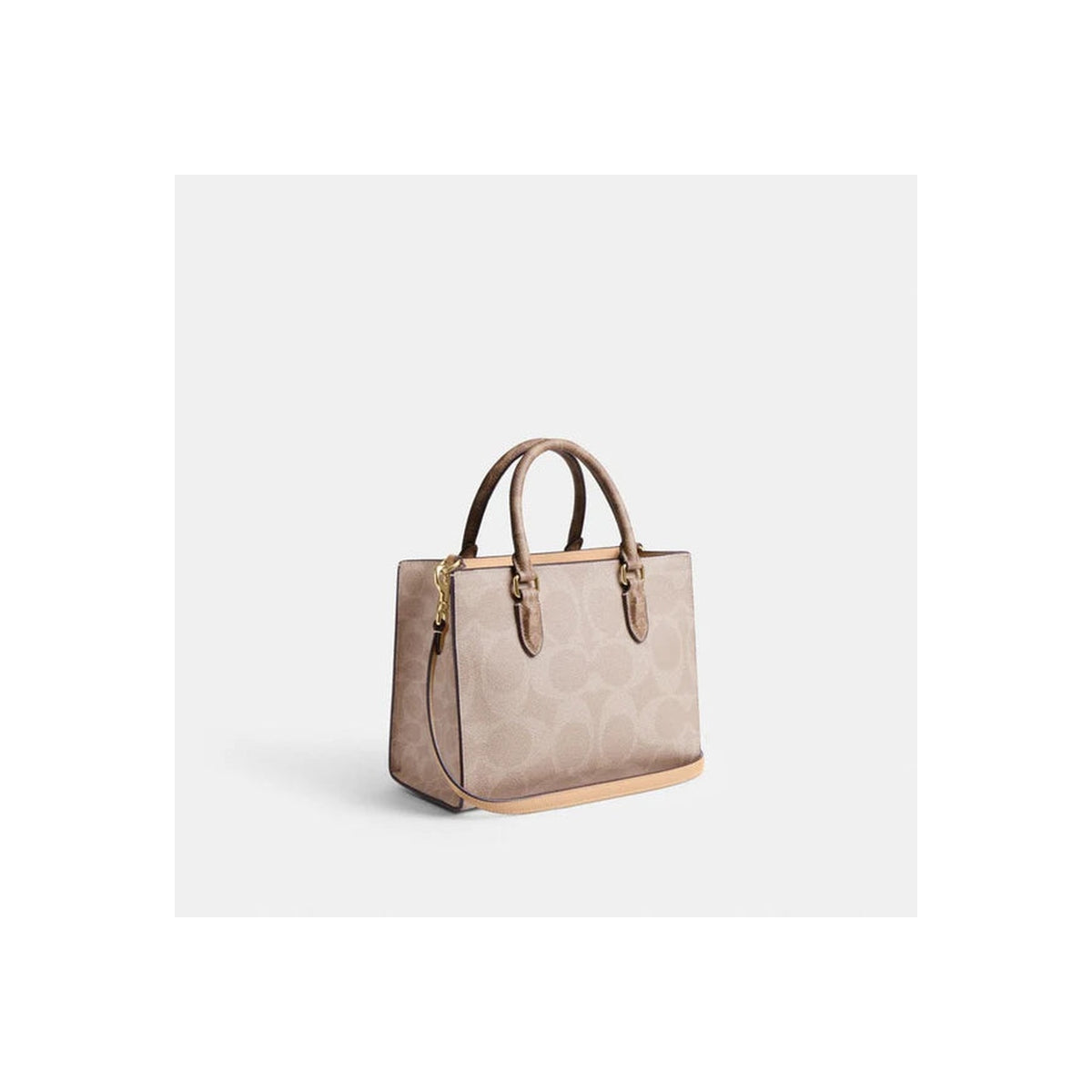 Coach Maggie Small Tote Bag In Blocked Signature Canvas Gold Sand Tan