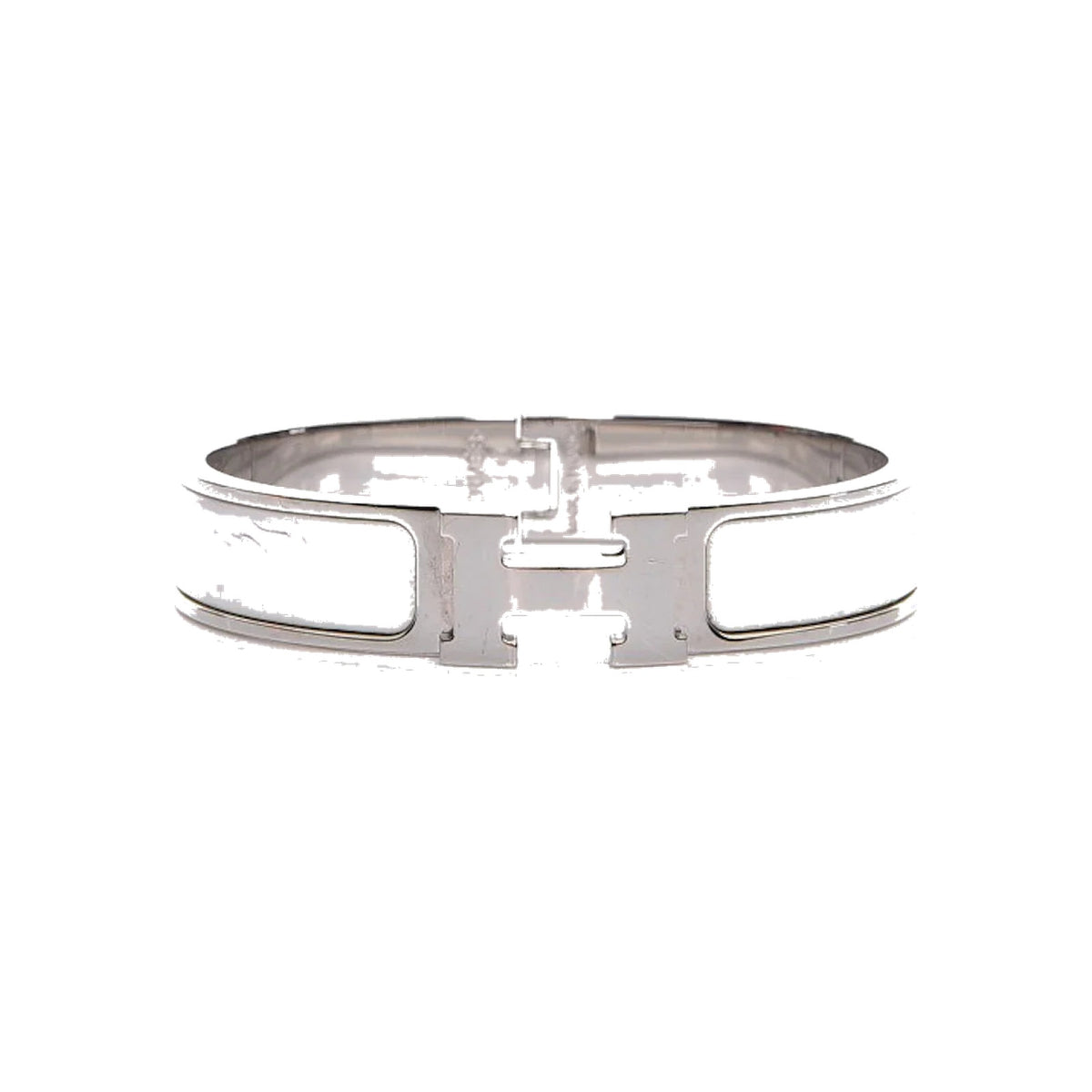 Hermes Bracelet Narrow Clic Clac H Enamel Pm White