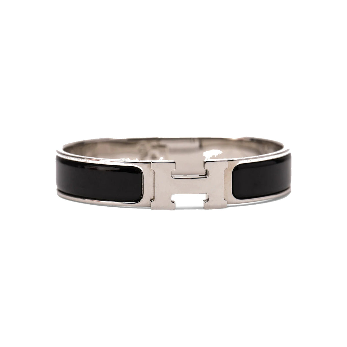 Hermes Clic H Bracelet Palladium-Tone Pm Noir