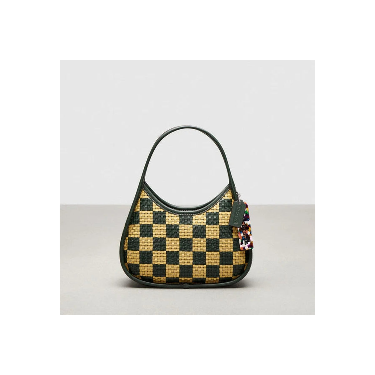 Coach Ergo Bag With Woven Checkerboard In Repurposed Leather Dark Fern Sunflower