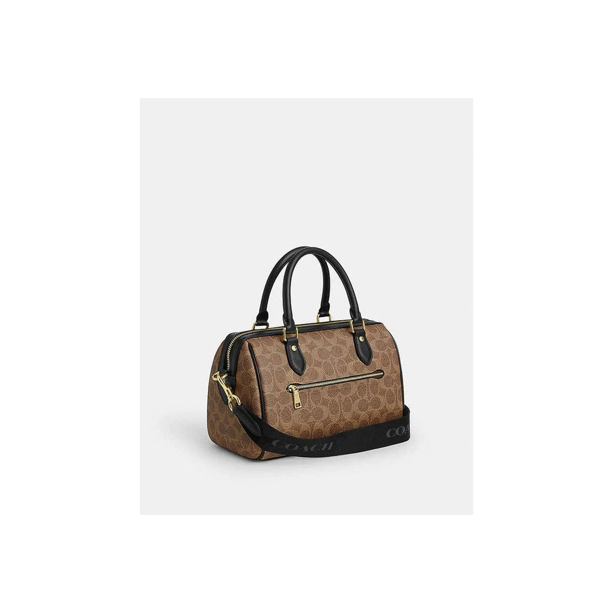 Coach Rowan Satchel Bag In Signature Canvas Signature Canvas-Gold-Tan-Black