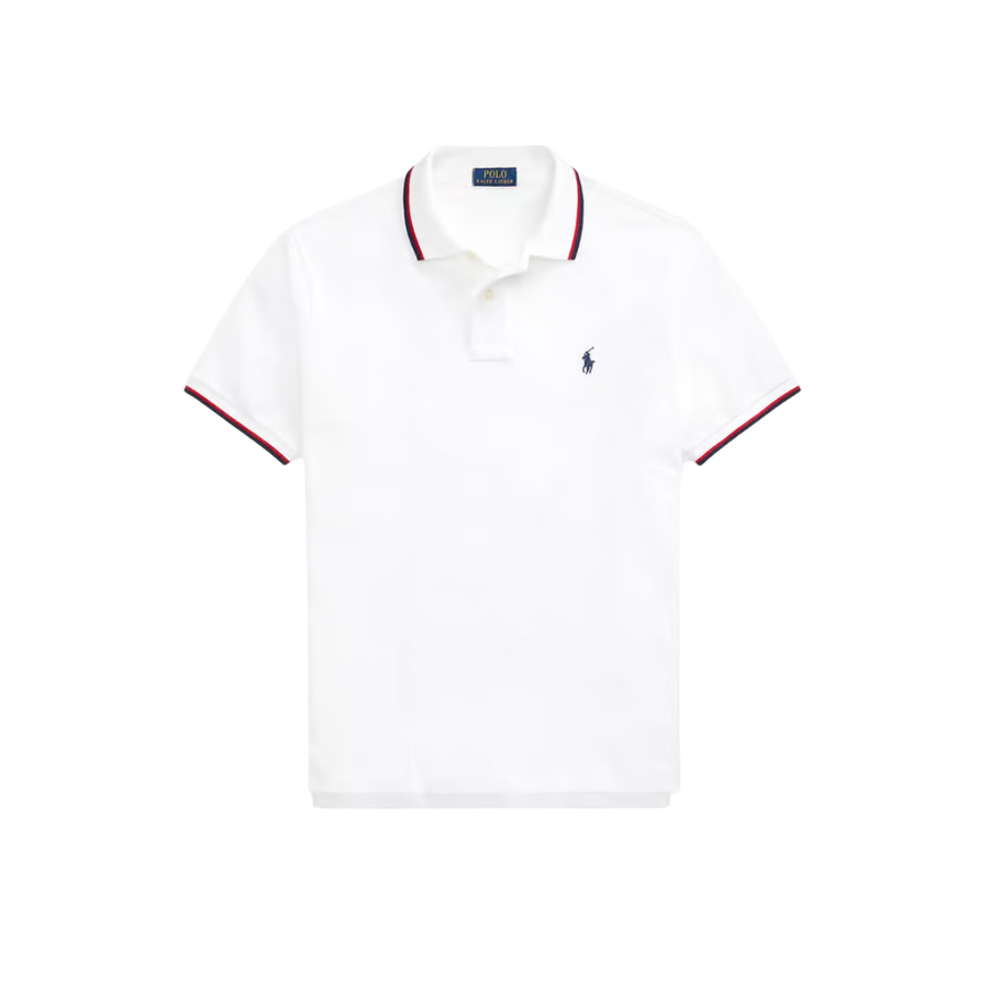 POLO RALPH LAUREN Mens White Custom Slim Fit Mesh Polo T-Shirt