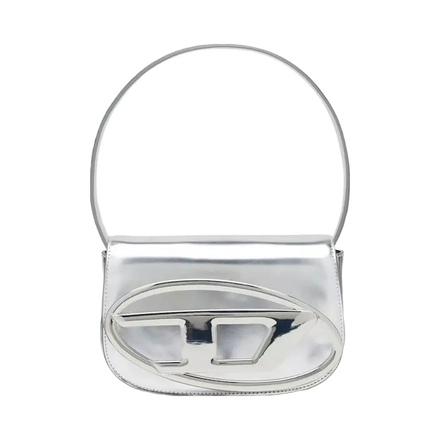 Diesel 1Dr Shoulder Bag Mirrored Leather Silver