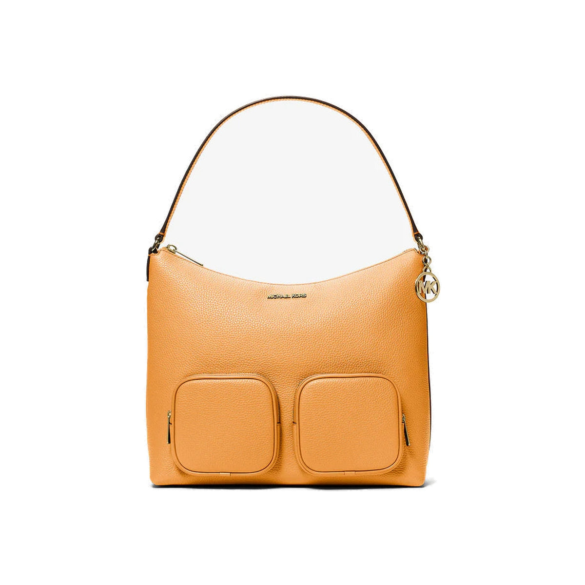 Michael Kors Merritt Large Pebbled Leather Cargo Shoulder Bag Radiant Orange