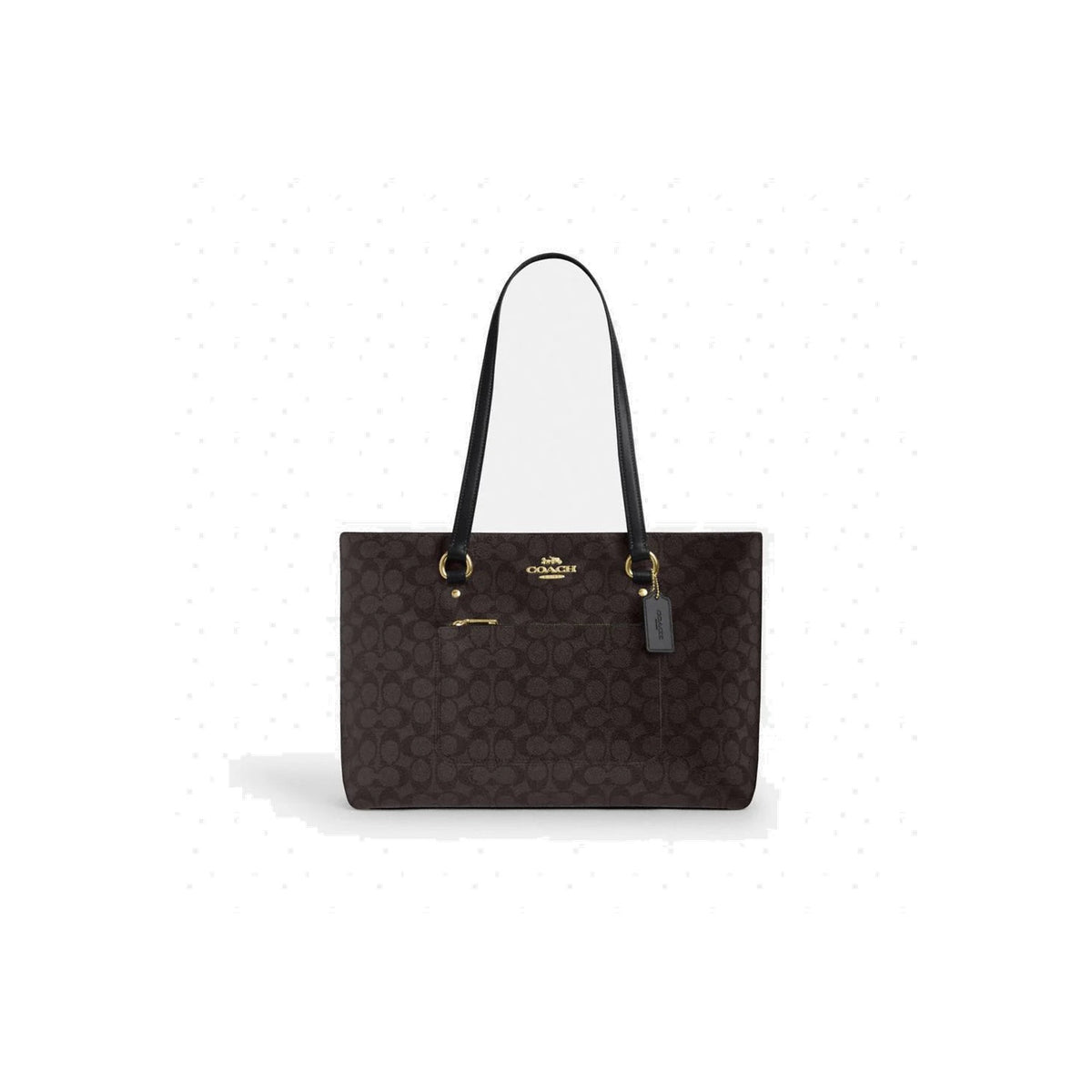 Coach Station Tote Bag In Signature Canvas Gold Walnut Black