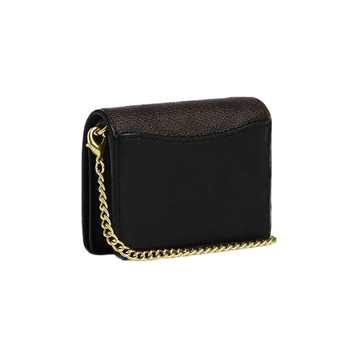 Coach Mini Wallet On A Chain In Signature Canvas Signature Canvas-Gold-Walnut-Black