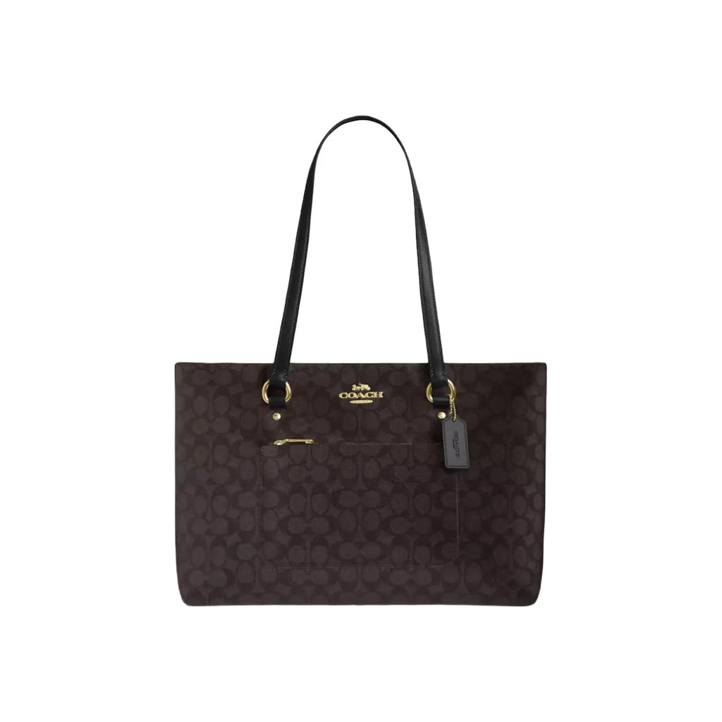 Coach Station Tote Bag In Signature Canvas in Gold Walnut Black