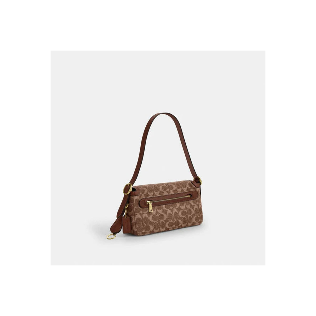 Coach Etta Small Flap Shoulder Bag In Signature Chenille Gold Light Khaki Vintage Brown