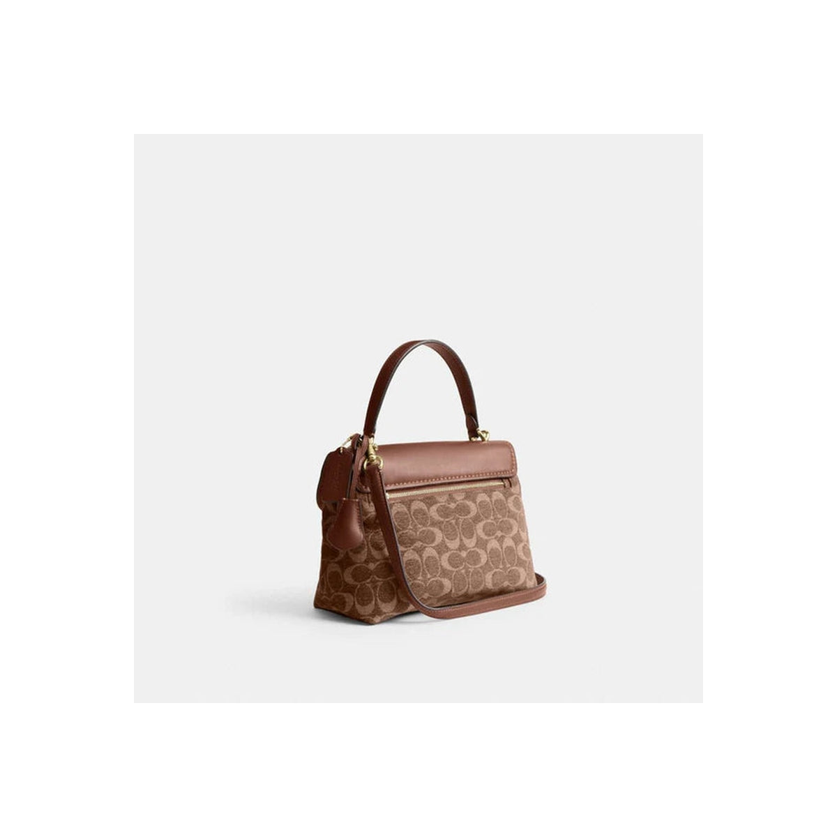 Coach Emory Top Handle Bag In Signature Chenille Gold Light Khaki Vintage Brown