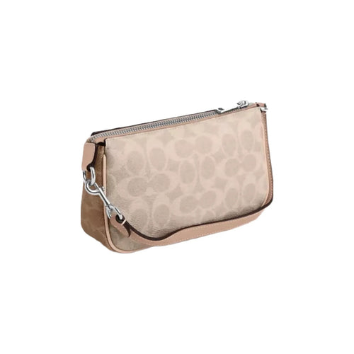 Coach Nolita 19 In Blocked Signature Canvas in Silver Sand Taupe Multi