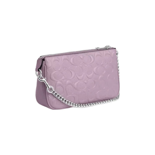 Coach Nolita 19 In Signature Leather With Heart Charm in Silver Light Violet