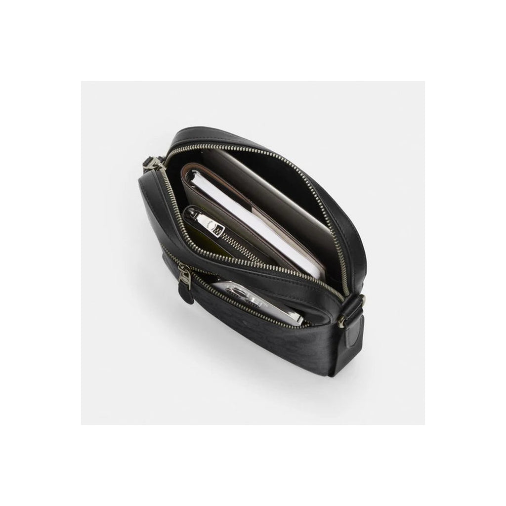 Coach Houston Flight Bag In Signature Leather Gunmetal Black