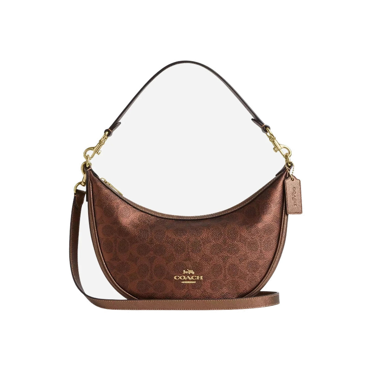 Coach Aria Shoulder Bag In Signature Canvas Gold Brown Copper