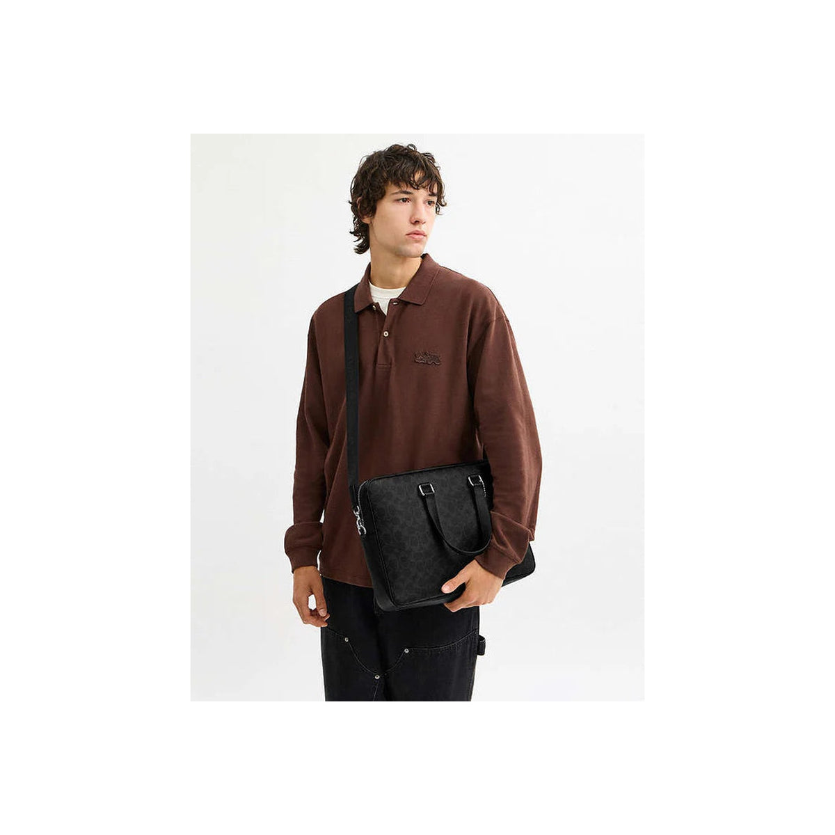 Coach Caden Brief Bag In Signature Canvas Black Signature