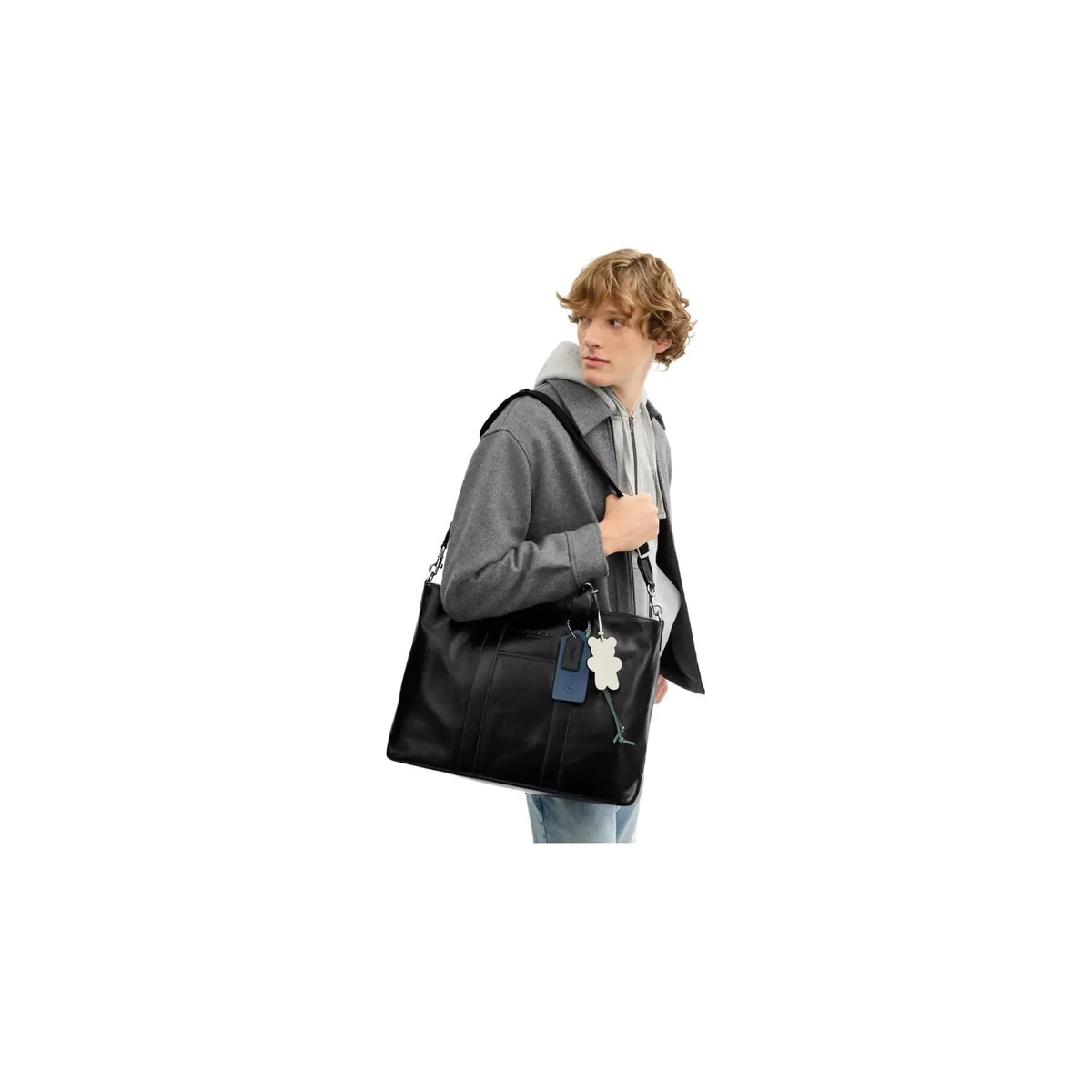 Coach Grayson Tote Bag With Charms in Silver Black
