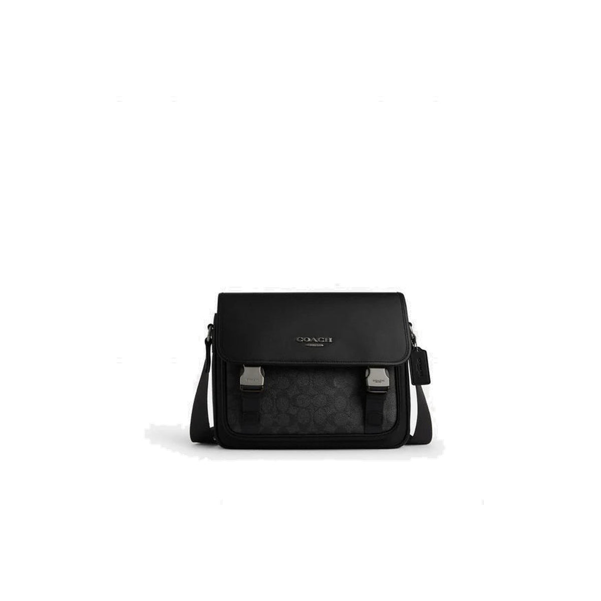 Coach Racer Messenger Bag In Signature Canvas Gunmetal Charcoal Black