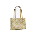 Tory Burch T Monogram Contrast Embossed Small Tote Beige