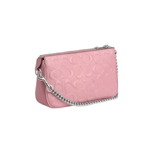 Coach Nolita 19 In Signature Leather With Heart Charm in Silver Pink