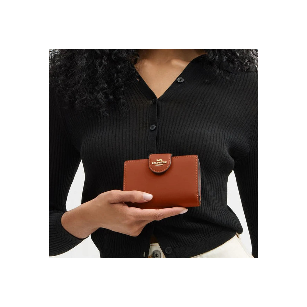 Coach Medium Corner Zip Wallet Gold Tan