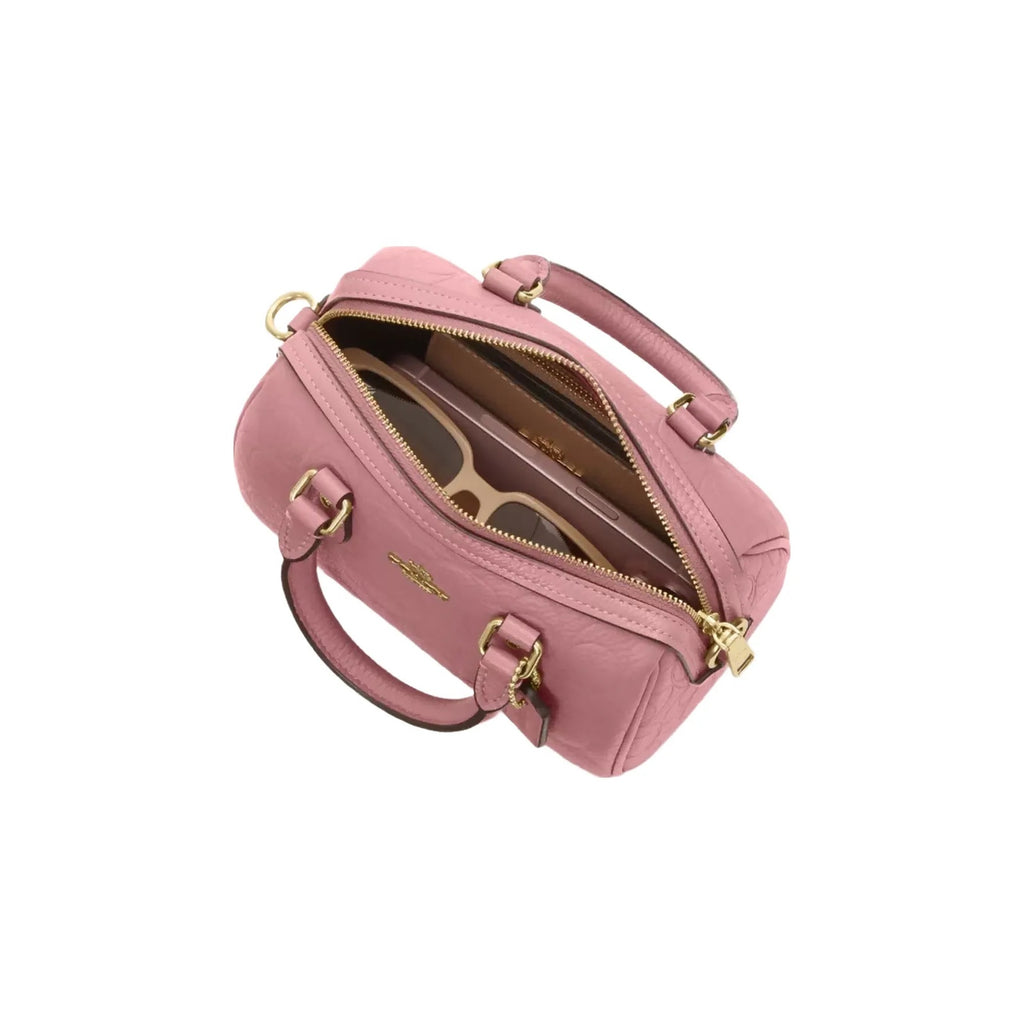 Coach Mini Rowan Crossbody Bag In Signature Leather in Gold Peony