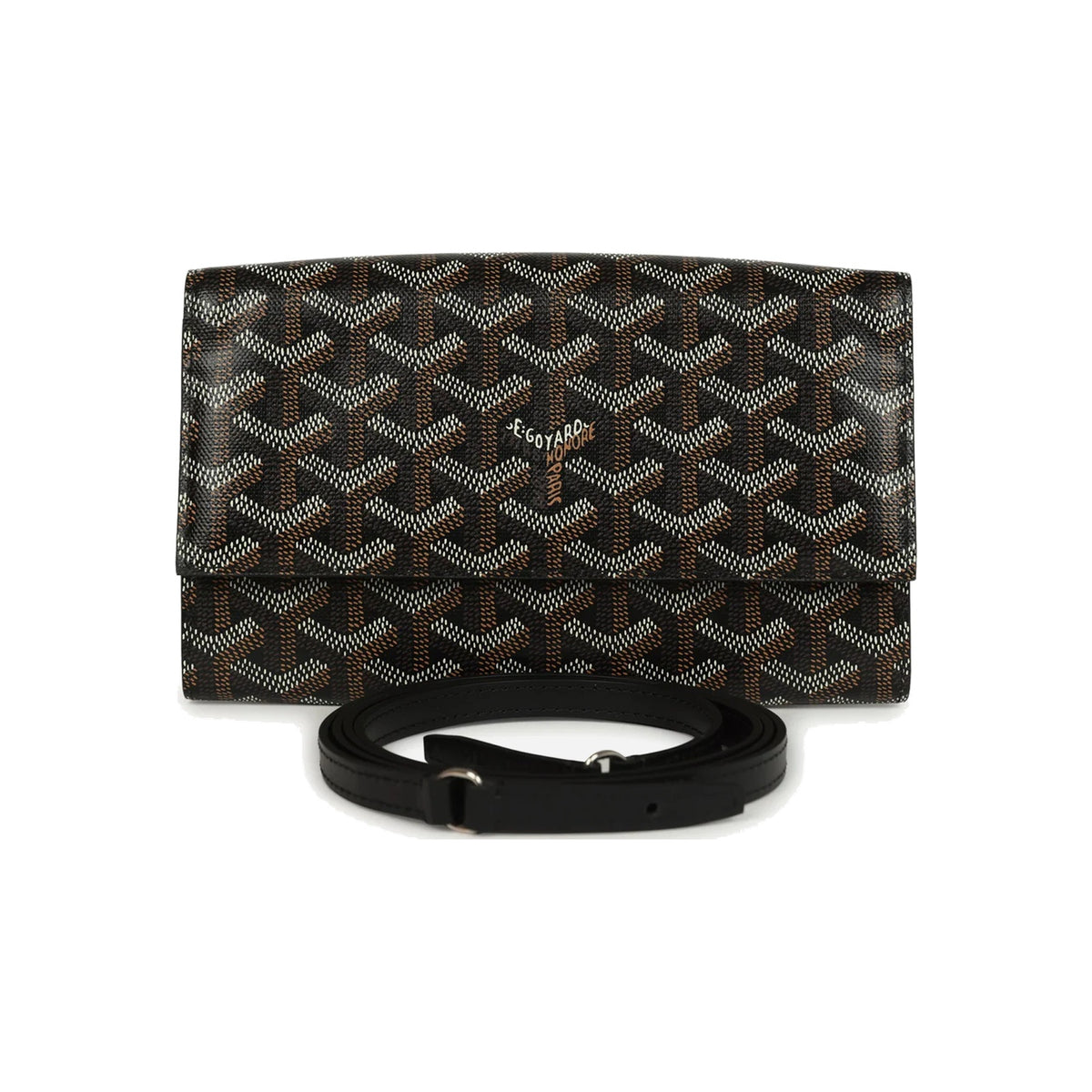 Goyard Goyardine Canvas Black Varenne Continental Wallet Bag Palladium Hardware