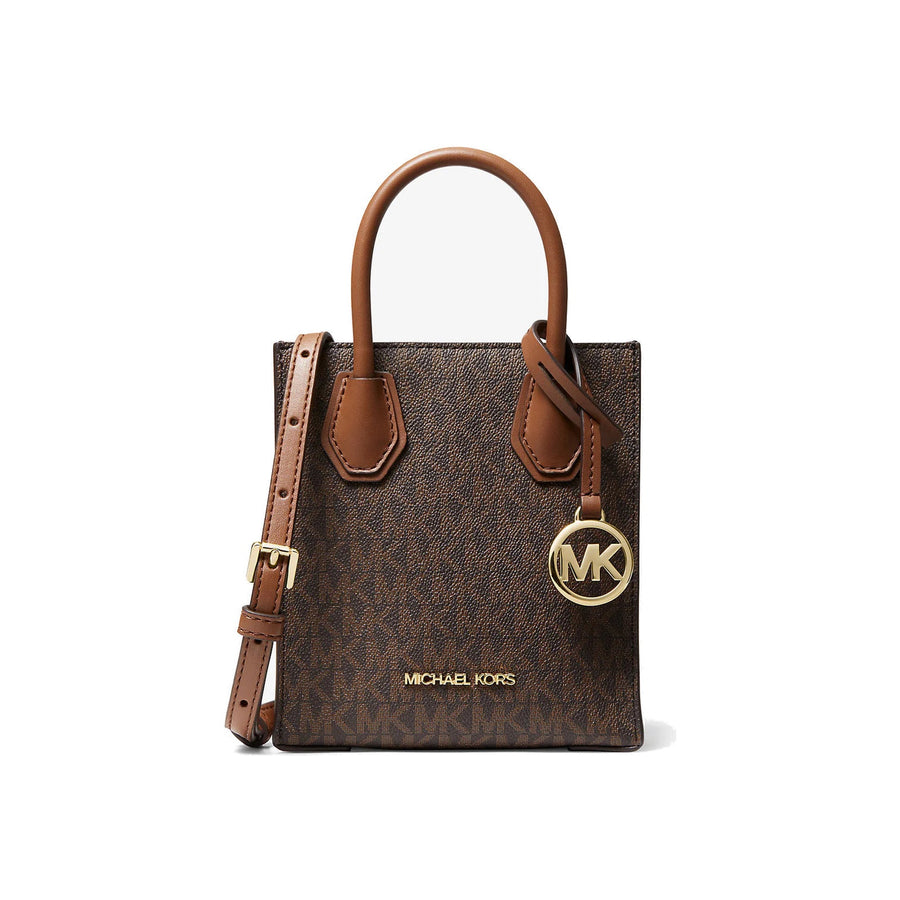 Michael Kors Mercer Extra-Small Logo and Leather Crossbody Bag Brown