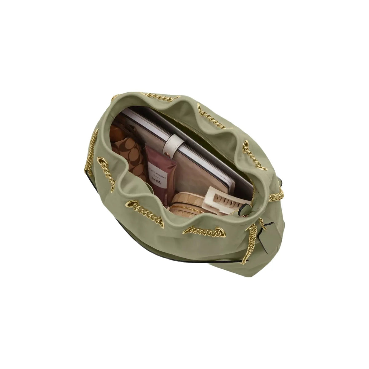 Coach Evelyn Shoulder Bag With Quilting in Gold Pistachio