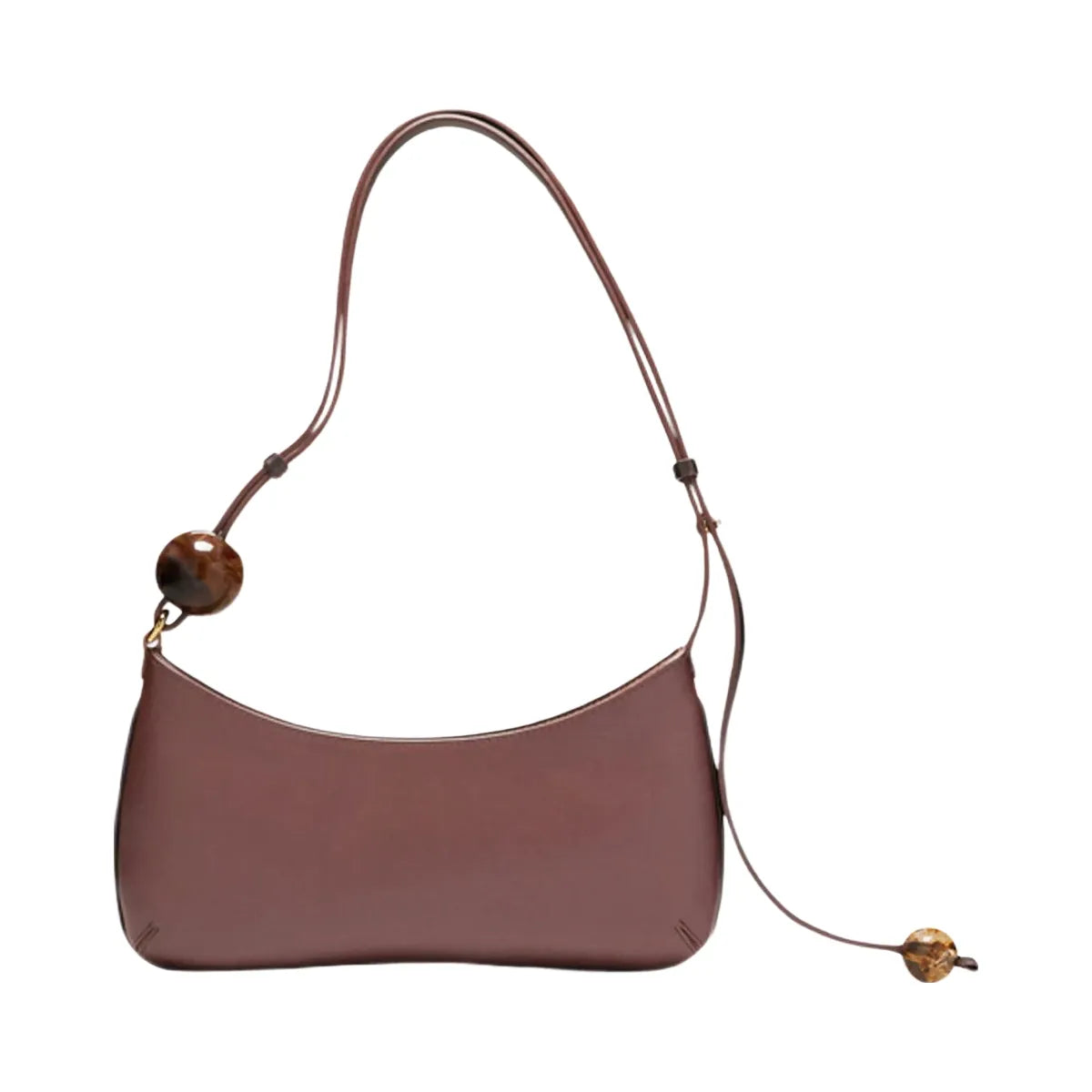 Jacquemus Le Bisou Perle Beaded Shoulder Bag Medium Brown