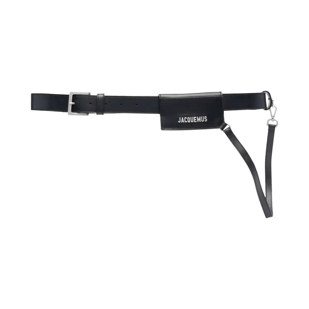 Jacquemus Leather Logo Belt Black