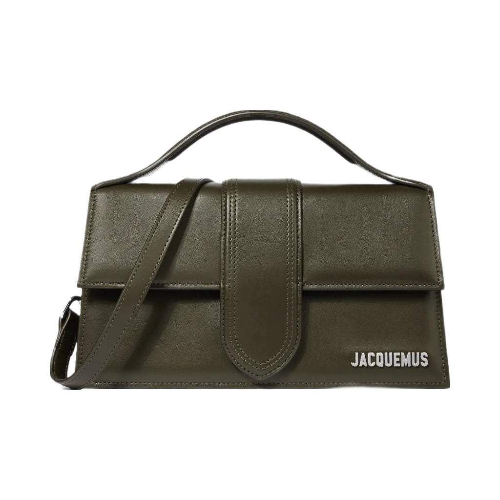 Jacquemus The Large Bambino Structured Bag In Smooth Leather Dark Khaki