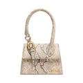 Jacquemus The Medium Chiquito With Buckle Faux-Python Structured Leather Bag - Reinforced Handle With Gold Metal Buckle Beige