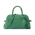 Jacquemus The Small Turismo Bowling Bag In Crocodile-Embossed Suede Dark Mint