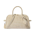 Jacquemus The Small Turismo Bowling Bag In Crocodile-Embossed Suede Ivory
