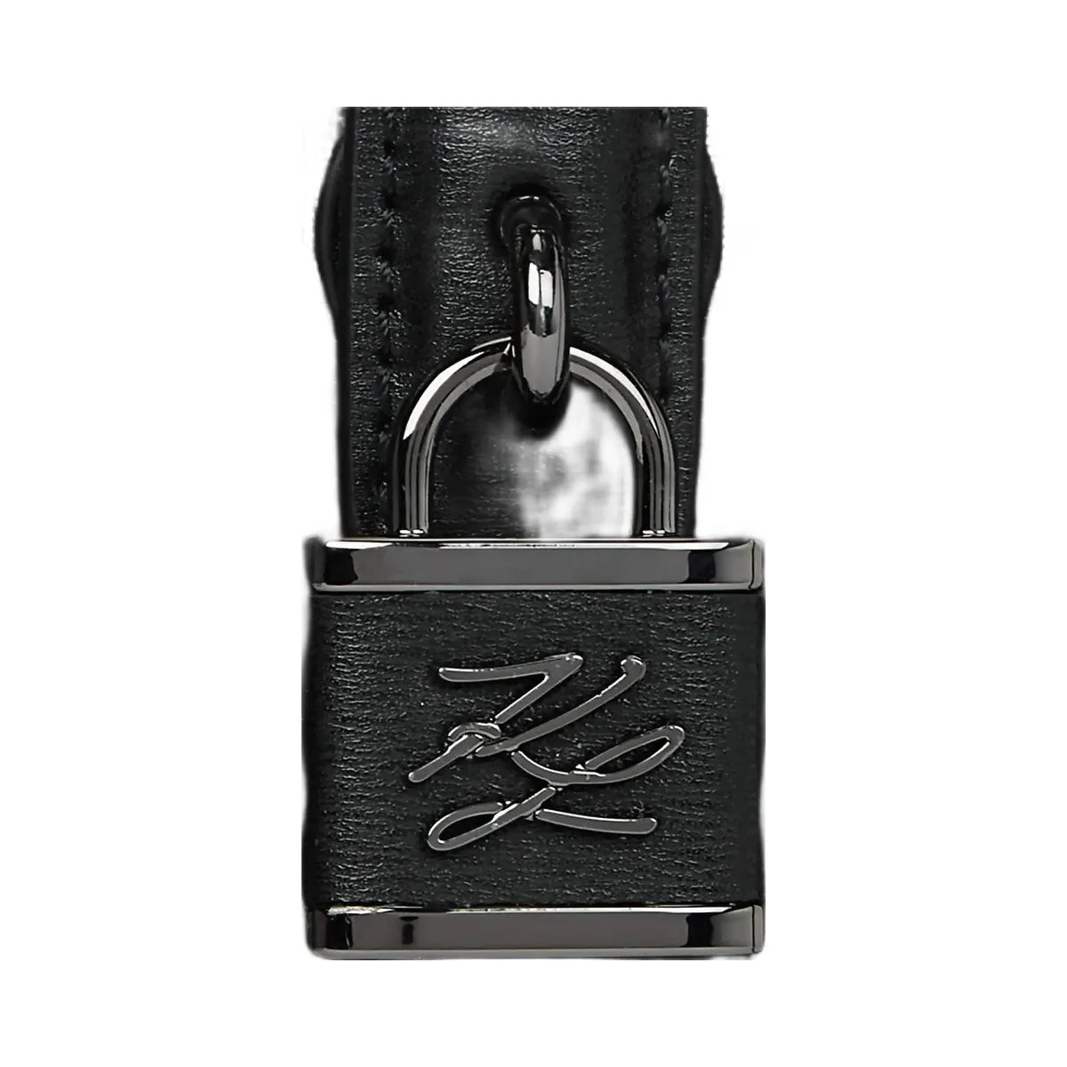 Karl Lagerfeld Autograph Padlock Rhinestone Tote Bag Black Embellishment